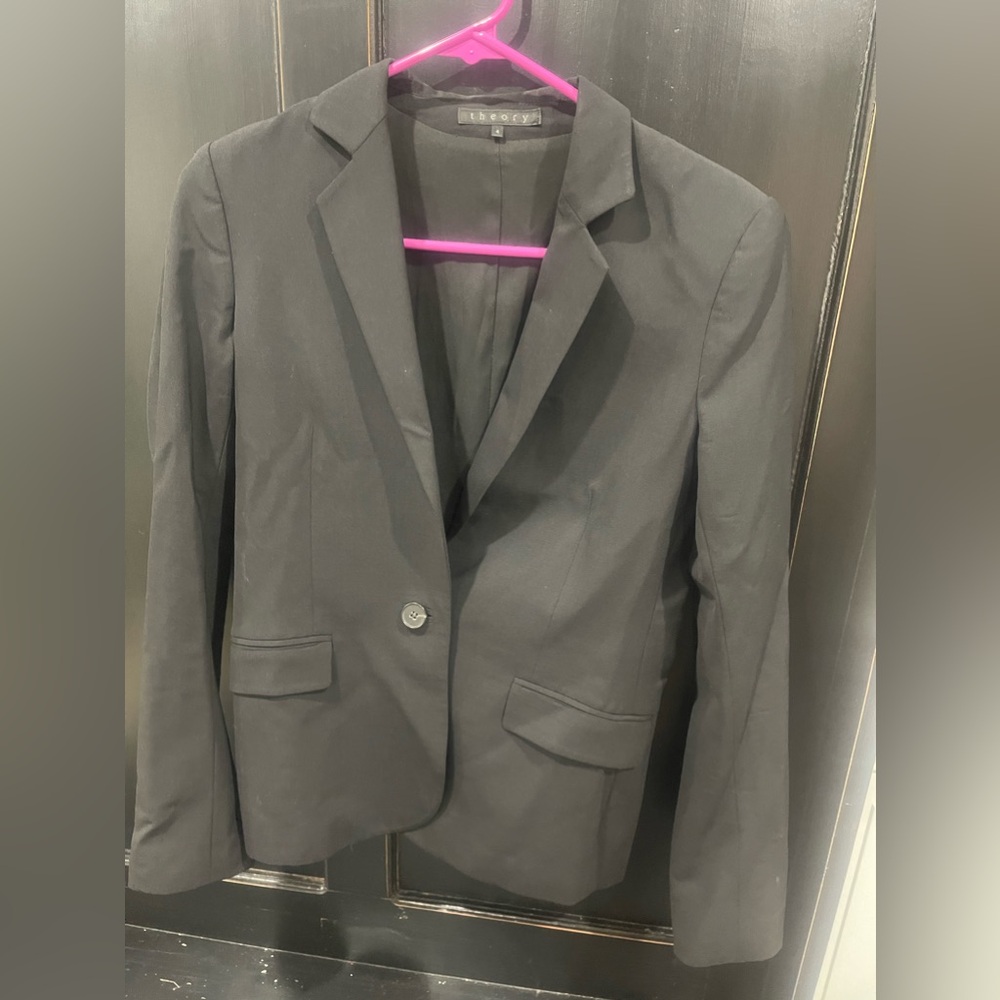 Theory Black Wool Jacket Sz4 excellent condition